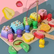 Kid Wooden Shape Sorter Counting & Matching Catch Fishing Fun board Puzzle gift