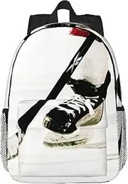 [MISTRARA] Ice Hockey Pattern 15 Inch Lightweight Backpack Laptop Backpack Hiking Backpack Sports Backpack, Black, One Size