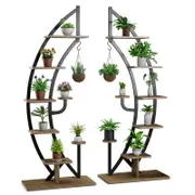Costway 2PCS 6-Tier Metal Display Shelf Bookshelf Storage Units - Natural