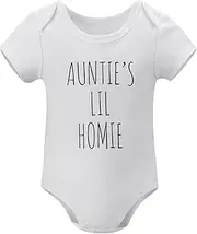 [WOOYONGING] Auntie's Lil Homie Neutral Baby Outfit Short Sleeve Girls Newborn Outfit White Boy Onsies0-3 Months