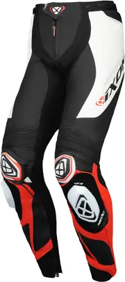 Ixon Vortex 3 Motorcycle Leather Pants, black-white-red, Size M for Men Black White Red