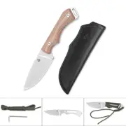QSP Knives Workaholic Fixed Blade 124-A Knife N690 & Brown Micarta