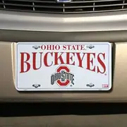 Football Fanatics NCAA Ohio State Buckeyes White Metal License Plate