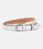 [Max Mara] Max Mara Metallic leather belt Inch 35.5 silver