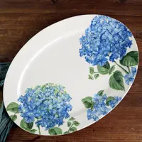 在飛比找蝦皮商城精選優惠-掛盤 陶瓷盤 裝飾盤 繡球花朵陶瓷橢圓盤子 41厘米大號魚盤