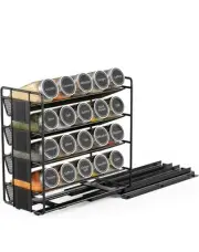 Spaceaid 4 Tier Spice Rack Organizer with 20 Glass Spice Jars, 801 Spice Labels