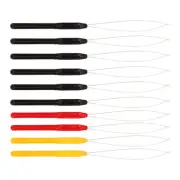 10Pcs Loop Needle Threader Plastic Handle Metal Hair Extension Loop Needles