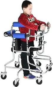 Rollator Child Walker, Foldable Rehabilitation Training Walking Aid with Seat,Adjustable Height Width Medical Walker, Six Wheel Anti Tilt,for Cerebral Palsy Disabled Kids