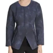 NWT Donna Karan New York Indigo Blue Patch Flap Pocket Blazer Size 8