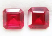 22 Ct Emerald Cut Loose Gemstones Pair Certified Red Natural Ruby