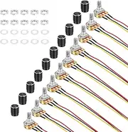 uxcell 10 Pack WH148 Potentiometer B10K Ohm Single-Joint Variable Resistors 3 Terminals Linear Taper Rotary 20cm JST-XH2.54 Connector Wire With Knob Cap for Audio Volume Control