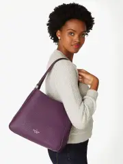 Leila Pebbled Leather Medium Triple Compartmnet Shoulder Bag