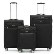 3pc Tosca Transporter Soft Shell 4-Wheel Suitcase Luggage Set w/TSA Locks Black