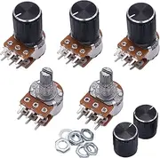 BKUANE 5pcs 50K Ohm 6 Pins Split Shaft Rotary Linear Dual Taper Audio B Type Potentiometer,Volume Control Potentiometer (Size : 50K ohm)