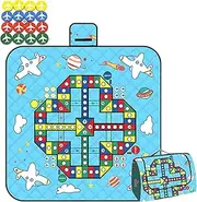 Floor Mat - Play Mat - Outdoor Rug for Patios - Waterproof Foldable Picnic Blanket | Multifunctional Chess Carpet Mats with Game Pieces for Family Party, Beach Trips, Camping, Board Games