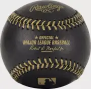 Black Major League BASEBALL - Black leather w/gold stitching & stamping