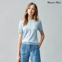 在飛比找momo購物網優惠-【Master Max】條紋坑條造型釦短袖針織上衣(8318