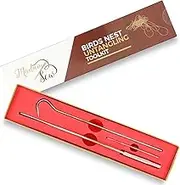 Madam Sew Birds Nest Untangling Tool Kit – Thread Hook and Stitch Releaser Set with Spare Blade Resolves Thread Bunching Under Fabric and Embroidery Hoops – Long Steel Quilting and Sewing Tools
