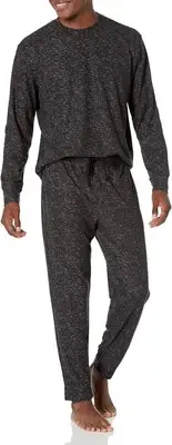 Nautica Mens 2Pc. Relaxed-Fit Waffle-Knit T-Shirt & Pajama Pants Set Charcoal-S