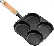 4-Cell Cast Iron Egg Pan, Non-Toxic Breakfast Burger Pancake Skillet, Heavy Duty Black Iron Griddle, Compact Multi-Use Kitchen Skillet for Eggs, Dumplings & Baking