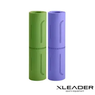 【Leader X】環保TPE雙面防滑體位中導線瑜珈墊6mm 附收納繩 經典版(2色)