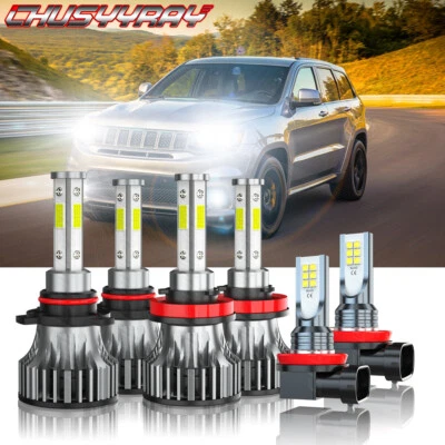 For Jeep Grand Cherokee 2014-2018 Combo LED Headlight+Fog Light Bulbs Kit 6000K
