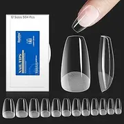 beetles Gel Polish Gel Nail Tips Etch X Soft Gel Nail Tips 500Pcs Pre Filed Half Matte Short Coffin Full Cover Nail Tips Fake Clear Acrylic Press on Nails for DIY Nail Extension and Salon beetles Gel Polish Vday