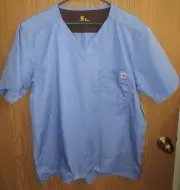 CARHARTT men's SCURB blue rip stop cotton blend uniform shirt C15108 size M