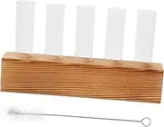HIAKDOFT 1 Set Desktop Hydroponic Plant Propagation Station Test Tube Planter with Rustic Stand for Indoor Decoration Plant Display Home Office