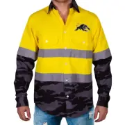 NRL Penrith Panthers Hi-Vis Camo Tradie Men's Work-Shirt - Sizes M-5XL **SALE**