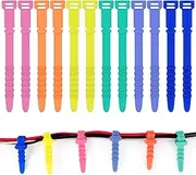 Cable Ties, FGSAEOR Reusable Silicone Zip Ties for Bundling Desk Cable Cords and Wires, Colorful Cord Organizer Management Wrap Straps, Keeper Home Office Table Tidy (12 Pack) …