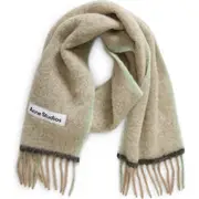 Acne Studios Alpaca, Wool & Mohair Blend Fringe Scarf in Beige/Grey at Nordstrom One Size