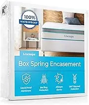 Linenspa Waterproof Box Spring Encasement - Blocks Out Liquid, Waterproof Box Spring Protector - Dorm Room Essentials - Twin XL, White