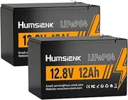 Humsienk LiFePO4 Battery, 12V 12AH, 2-Pack