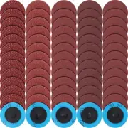 250 Pcs Mix Roll Lock Discs Set 36 60 80 120 240 Grit 2 Inch Sanding Discs Di...