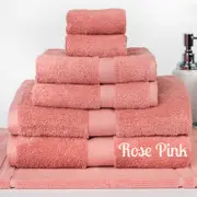 Brand New 7 Pieces 100% Cotton Bath Sheet Set Rose Pink