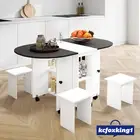 Folding Dining Table Set 4 Chairs Extendable Outdoor Furniture Wheels 5 Piece