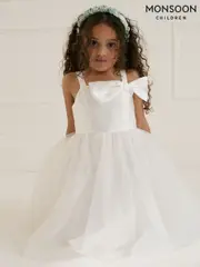 Monsoon White Betty Bow Dress (F21135) | $115 - $138