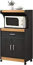 Hodedah Kitchen Cart, Black Beech, for Microwaves