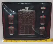 flask gift set Faux Leather 8oz