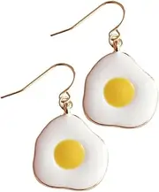 [CONGARTENO] 1 Pair Cute Poached Egg Dangle Earrings Funny Earrings Decorative Ear Decor for Parties Shopping and Daily Wear Lightweight Comfortable Design