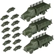 Outanaya Truck Model Set 16pcs Mini Army Vehicle Toys Realistic Detail for Display and Educational Use