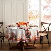 Elrene Home Fashions Autumn Heritage Turkey Engineered Tablecloth, 60 x 84 Round