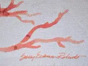 Red Coral Table Bed Throw Artist Signed Sally Echerman Roberts Watercolor Beach
