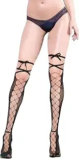 [Violet Mist] Women Sexy Fishnet Thigh High Stockings Pantyhose Nylon Fish Net Over Knee High Hosiery Socks Gift