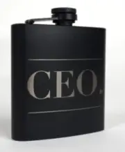CEO. Flask . 6 oz. Matte Black Stainless Steel Flask Boss Gift, Boss’s Day