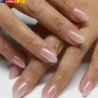 24Pcs French Tip Stick on Nails Light Color Press on Nails Nude Gradient Glitter