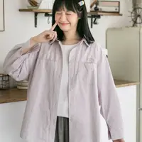 在飛比找蝦皮商城精選優惠-【Joybuy】日系棉質春日休閒長袖紫色襯衫外套 新款女生春