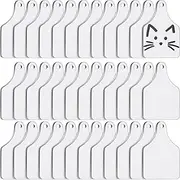 Zhengmy 50 Pieces Metal Cow Tag Blank Metal Stamping Blanks Aluminum Tiny Cattle Ear Tag with Hole for Handmade Number Dog Name ID Women Jewelry, 0.06 Inch Thick