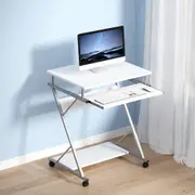 Compact Portable Desk with Slide Out Keyboard Tray (White)